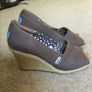 Gray Toms Wedges